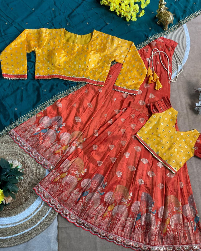 Pongal Mother-daughter Duo💜🩵🧡💚