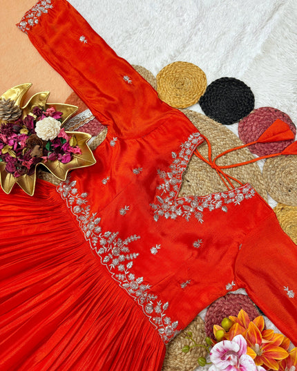 Beautiful Soft Chinnon Sequins Embroidery Gown With Dupatta