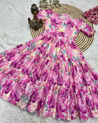 pink–purple floral print / S