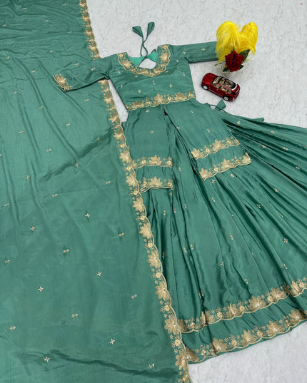 Chinon silk Lehenga