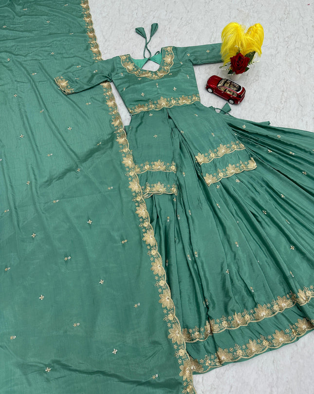 Chinon silk Lehenga
