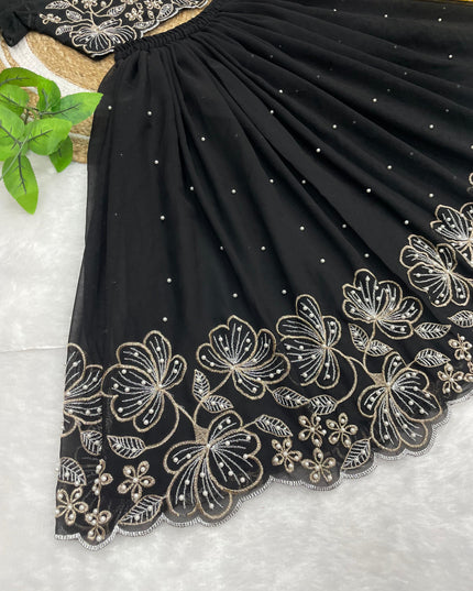 Green & Black Floral Lehenga–Choli Sets