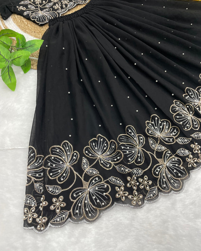Green & Black Floral Lehenga–Choli Sets