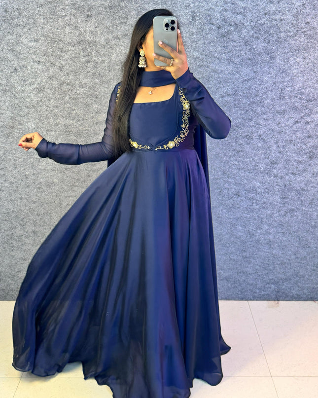 Premium Rangoli Silk Gown