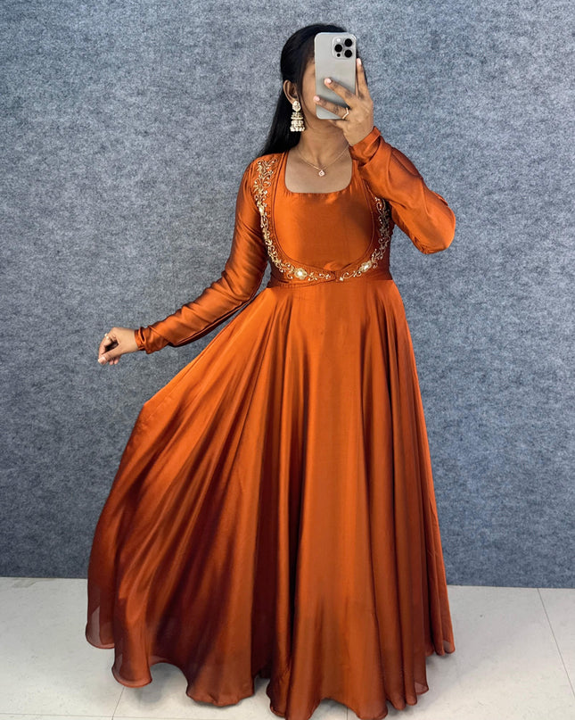 Premium Rangoli Silk Gown