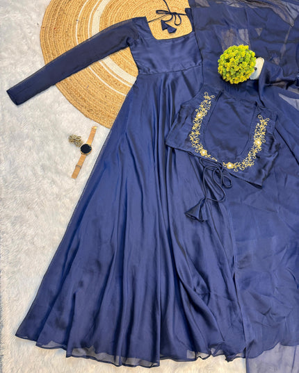 Premium Rangoli Silk Gown