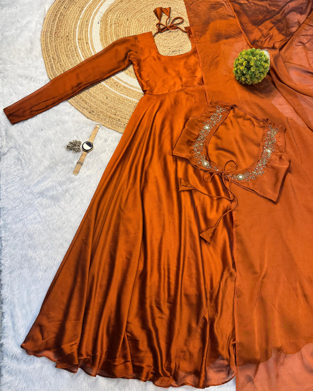 Premium Rangoli Silk Gown