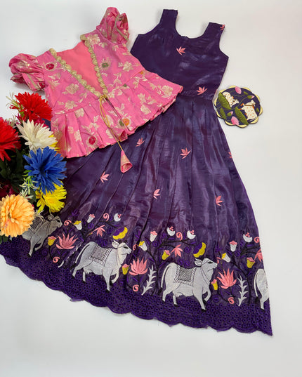 Pongal Trending Gown With Coat For Kids
