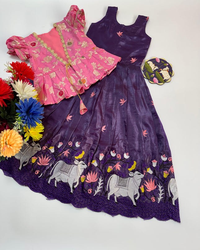 Pongal Trending Gown With Coat For Kids