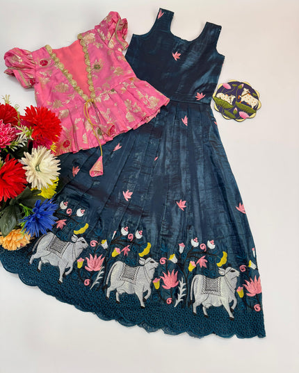 Pongal Trending Gown With Coat For Kids