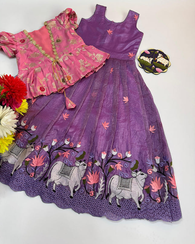 Pongal Trending Gown With Coat For Kids