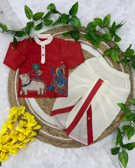 Kalamkari Boys Dhoti-Kurta Set
