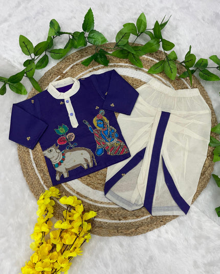 Kalamkari Boys Dhoti-Kurta Set