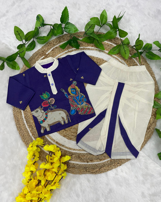 Kalamkari Boys Dhoti-Kurta Set