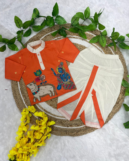 Kalamkari Boys Dhoti-Kurta Set