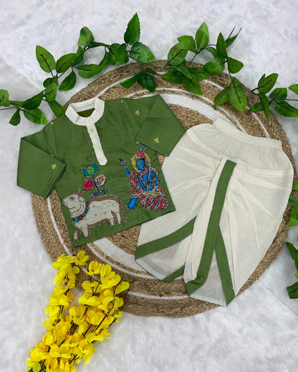 Kalamkari Boys Dhoti-Kurta Set