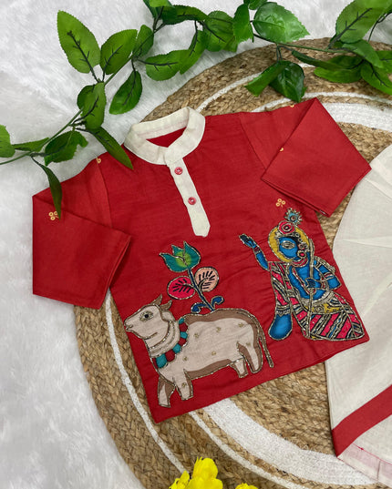 Kalamkari Boys Dhoti-Kurta Set