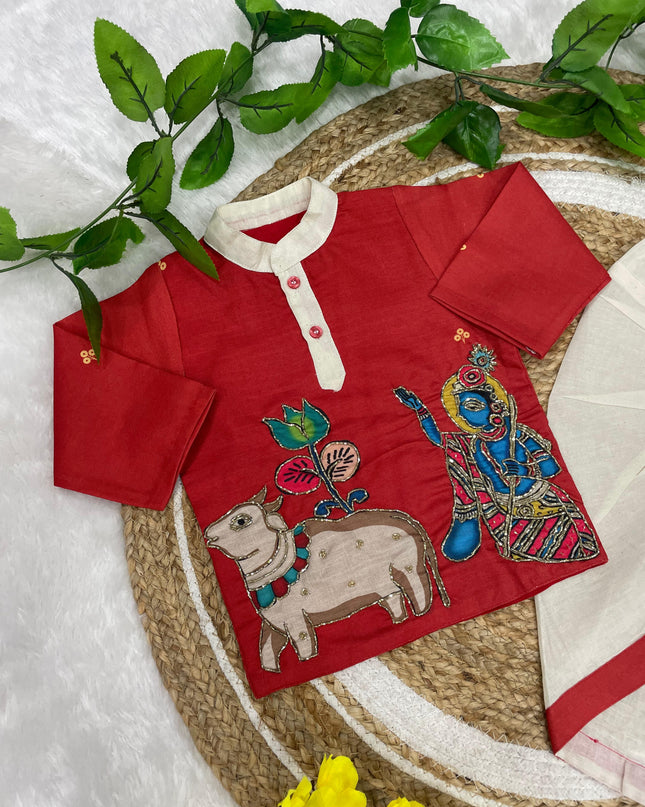 Kalamkari Boys Dhoti-Kurta Set