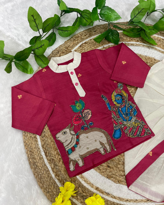 Kalamkari Boys Dhoti-Kurta Set