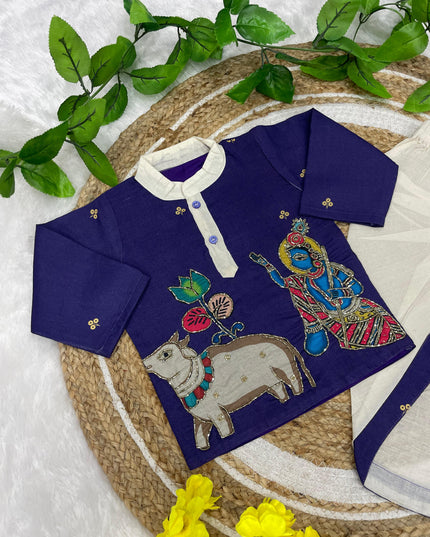 Kalamkari Boys Dhoti-Kurta Set