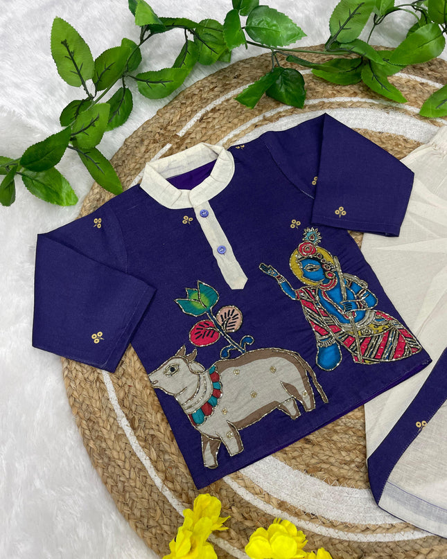 Kalamkari Boys Dhoti-Kurta Set
