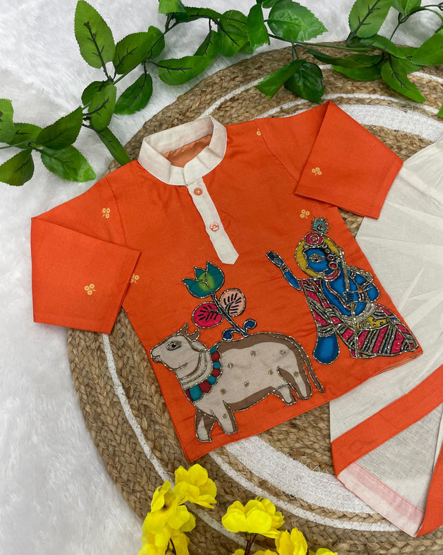 Kalamkari Boys Dhoti-Kurta Set