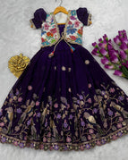 Deep Purple  with multicolour floral / 1 Year