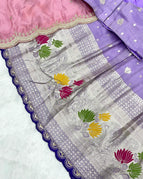 Lavender Purple with Silver Zari