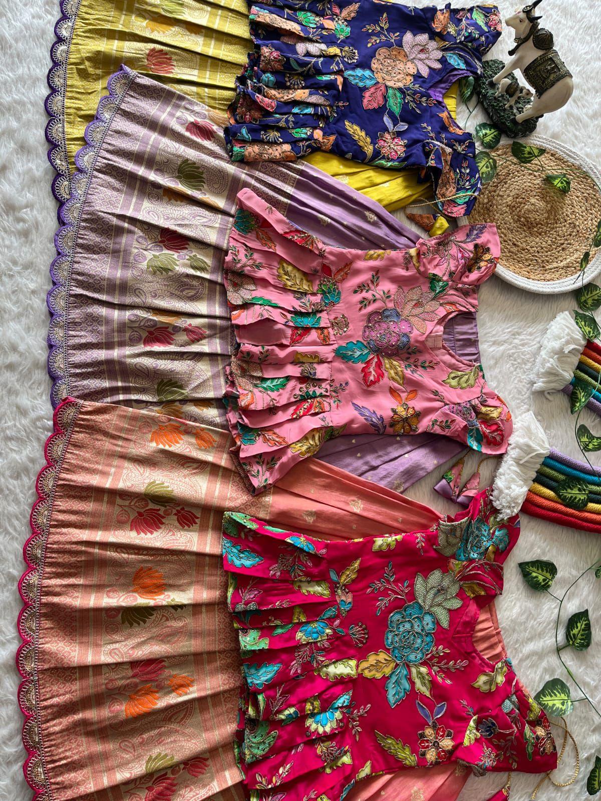 Lotus Love Tissue Silk Kids Lehenga