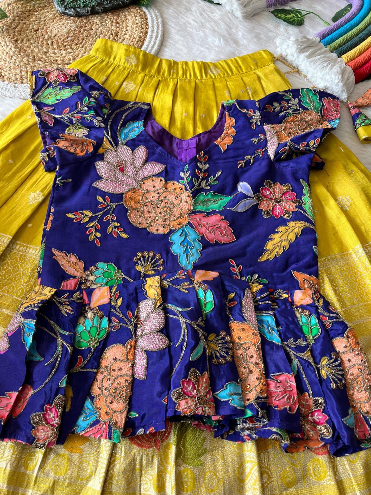 Lotus Love Tissue Silk Kids Lehenga
