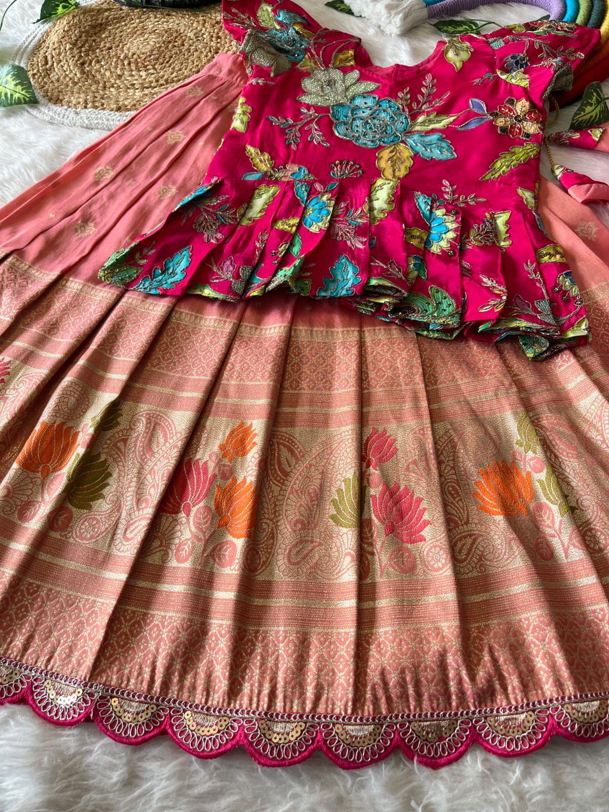 Lotus Love Tissue Silk Kids Lehenga