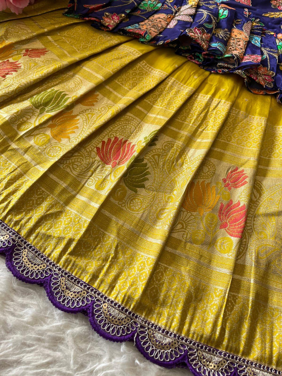 Lotus Love Tissue Silk Kids Lehenga