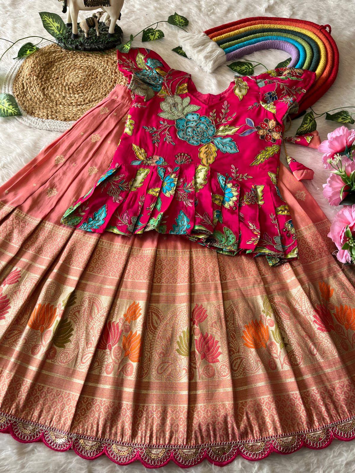 Lotus Love Tissue Silk Kids Lehenga