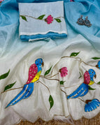 Sky Blue with Ivory (off-white) ombré