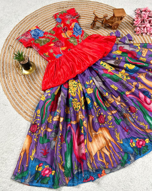 KalmaKari Printed  Lahenga