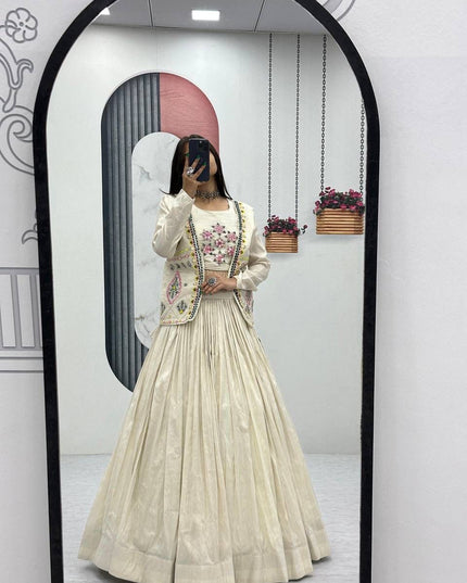 Pure Tissue Simmer Lehenga Choli