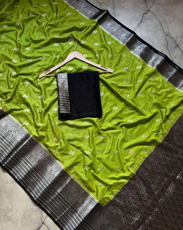 Banarasi Semi Katan Silk Dyed Sarees