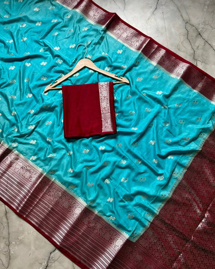 Banarasi Semi Katan Silk Dyed Sarees