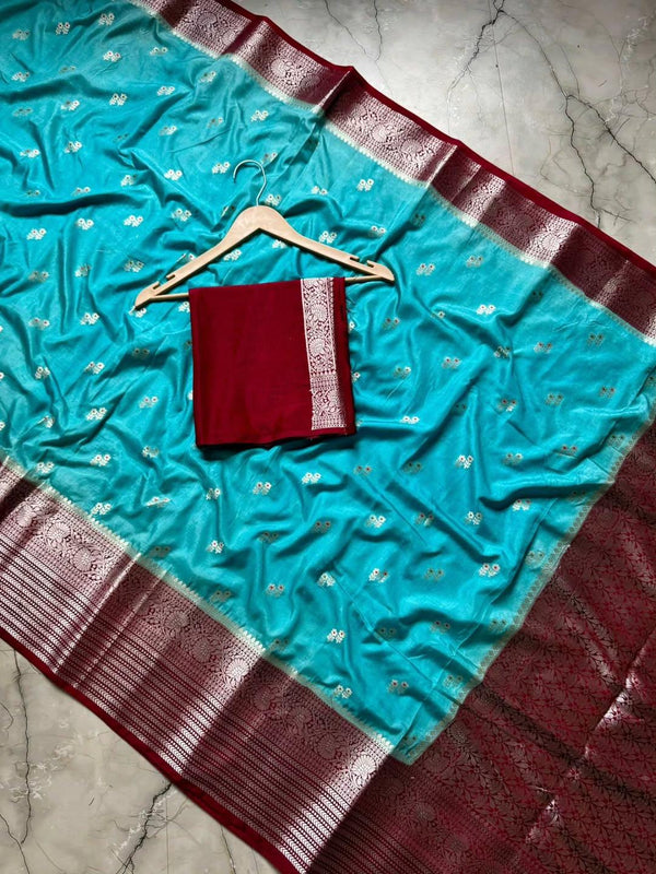 Banarasi Semi Katan Silk Dyed Sarees