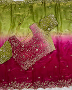 parrot green–rani pink ombré.