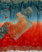 teal green–red ombré.