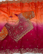 orange–rani pink ombré.