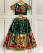 dark bottle green and gold / 0-3 Months