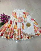 White lehenga with pink / 0-3 Months