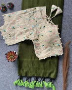 Beige with olive green