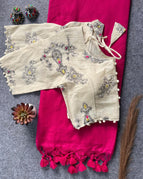 Ivory with vibrant rani pink