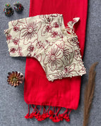 Ivory & maroon with bold red contrast