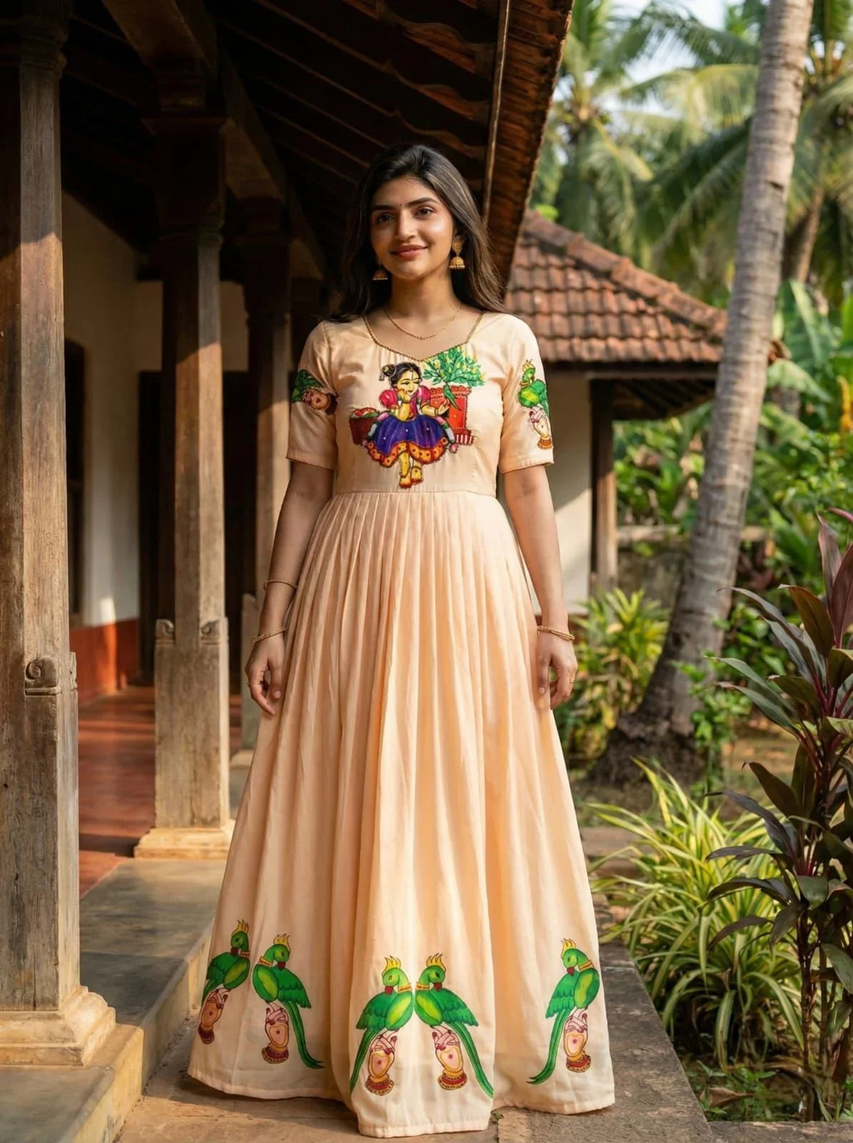 Sreeleela Kalamkari Print Muslin Gown