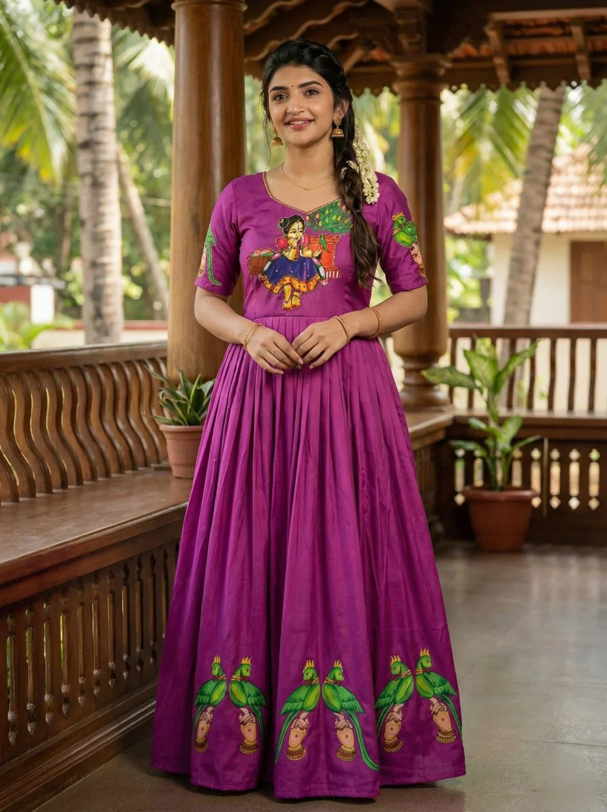 Sreeleela Kalamkari Print Muslin Gown