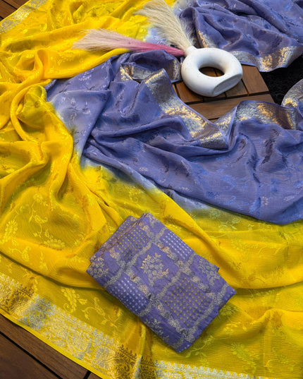 Viscose Chinnon Shaded Saree With Jaqcard Mina Blouse